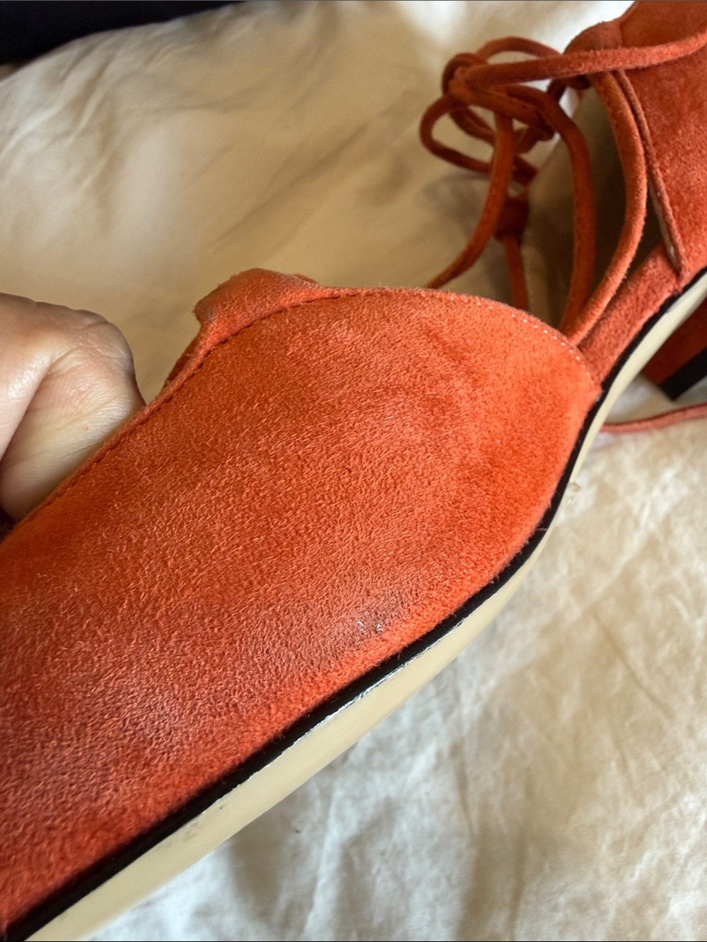 MARINA RINALDI LIGNANO FLAT Suede Pointed Lace-Up Flats NWB- 9 (39) burn orange - Picture 10 of 14